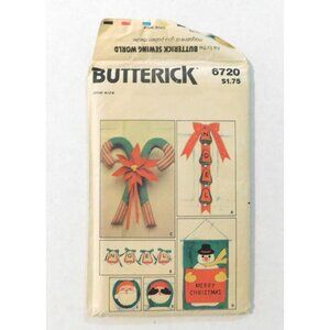 Butterick 6720 Holiday Craft Sewing Pattern Uncut Christmas Decor Designs